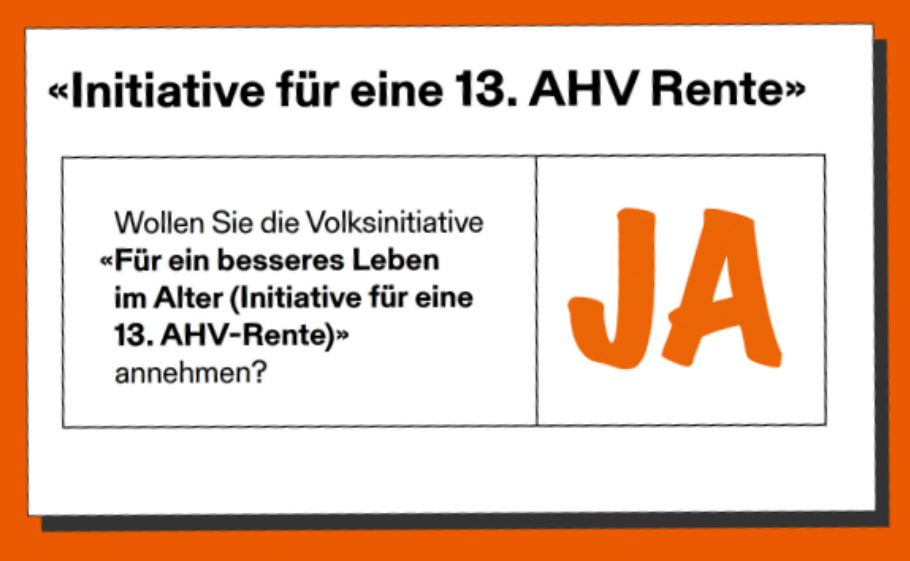Muster Stimmzettel: JA zur 13. AHV-Rente